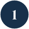 White number 1 centered in a dark blue circle on a white background