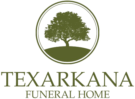 Texarkana Funeral Home logo with a green tree in a circle and olive text