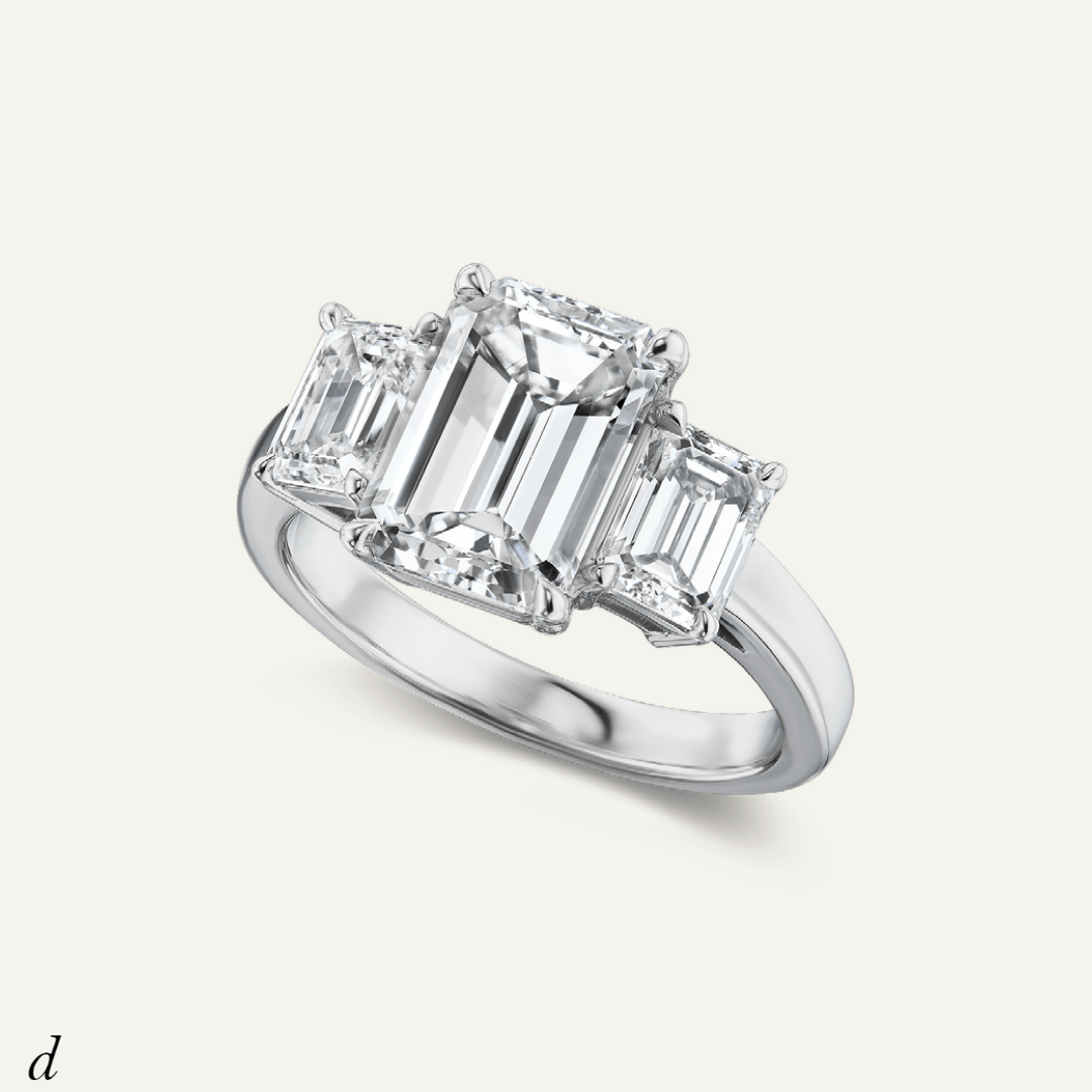 3.80ct Emerald cut diamond with 1.77ct tw matching sides