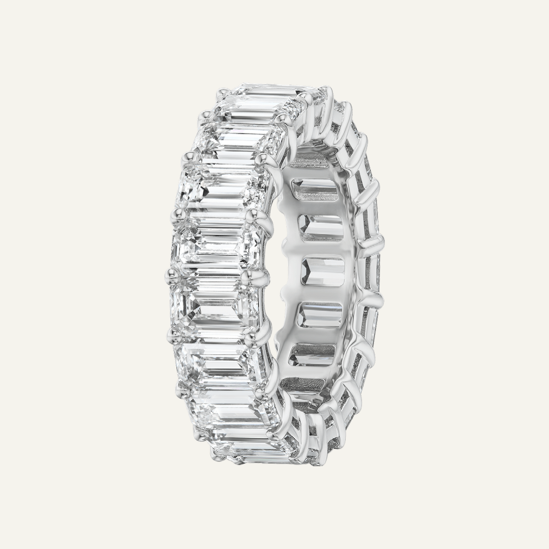 8.91ct tw Emerald cut diamond eternity band, common prong setting