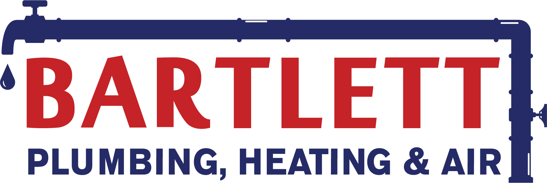 red and blue logo for bartlett plumbing heating and air