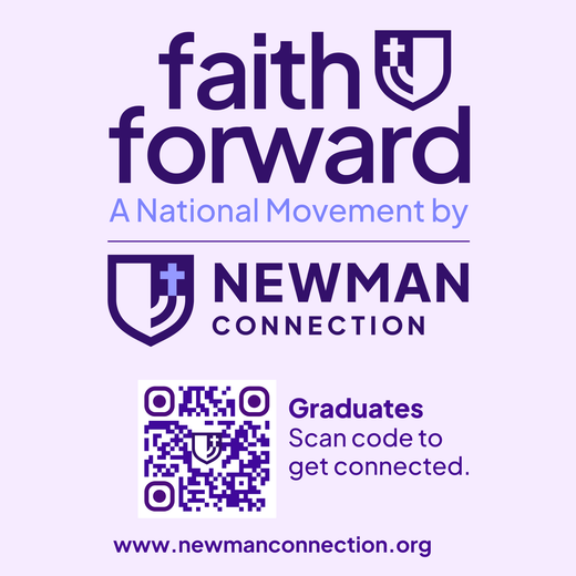 Logo with a shield containing a tree, Chi-Rho symbol, and the words