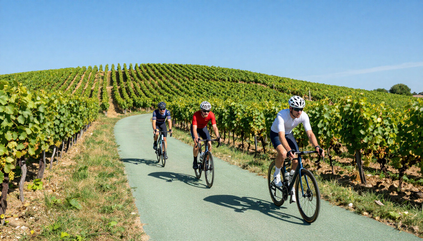 Cycling through Burgundy vineyards