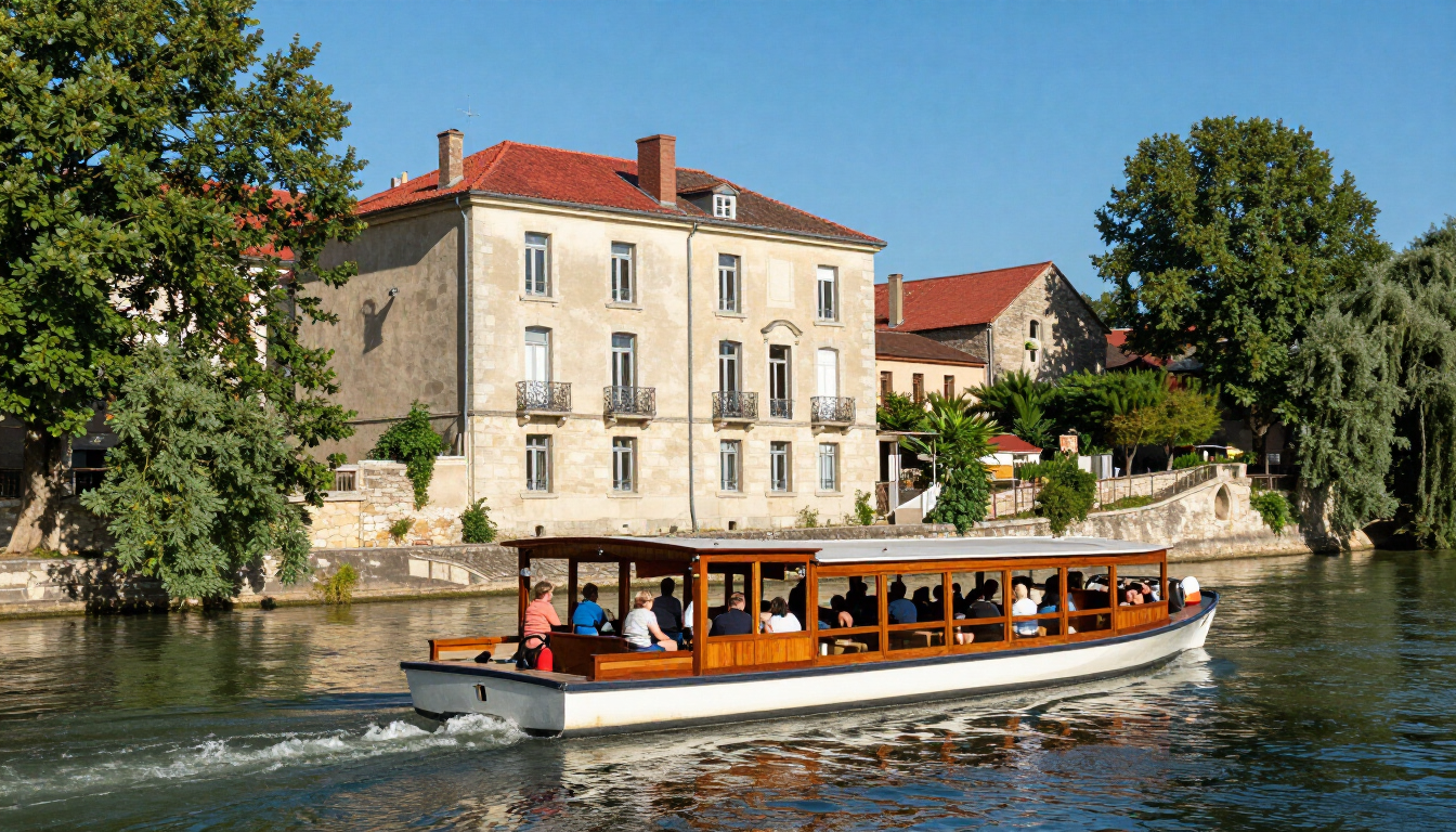 Boat on the Saône river in Chalon-sur-Saône