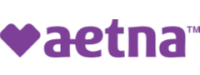 Aetna logo with a purple heart icon and purple lowercase text