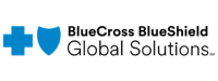 BlueCross BlueShield Global Solutions logo with blue shield icon and text on white background