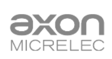 Logo di Axon Microlec in testo grigio su sfondo bianco.