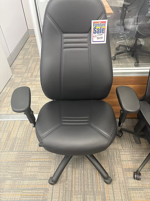 Black office chair on sale, with padded seat, back, and arms.