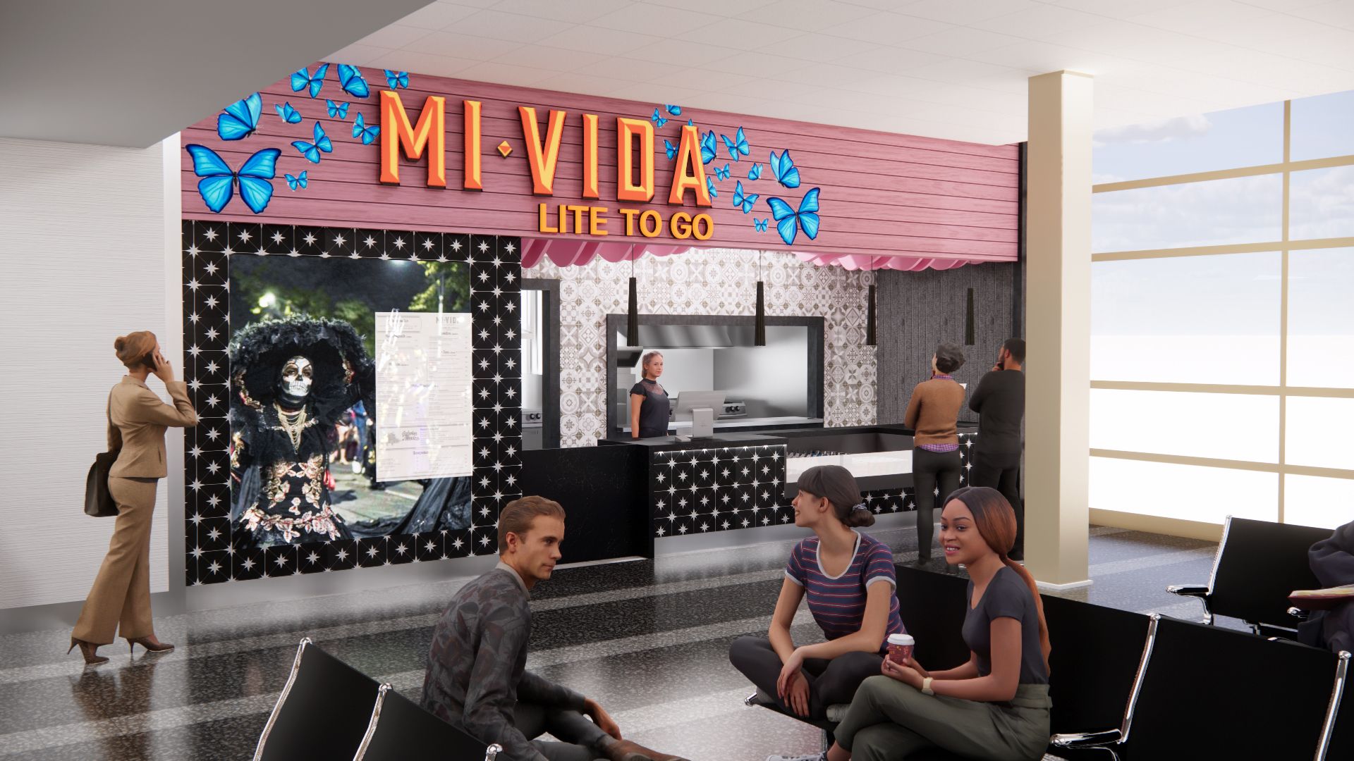 An artist 's impression of a restaurant called mi vida