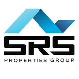 SRS Properties Group logo with blue geometric roof icon and black text