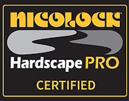 Nicoloch Hardscape Pro certified logo in yellow, gray, black, and white