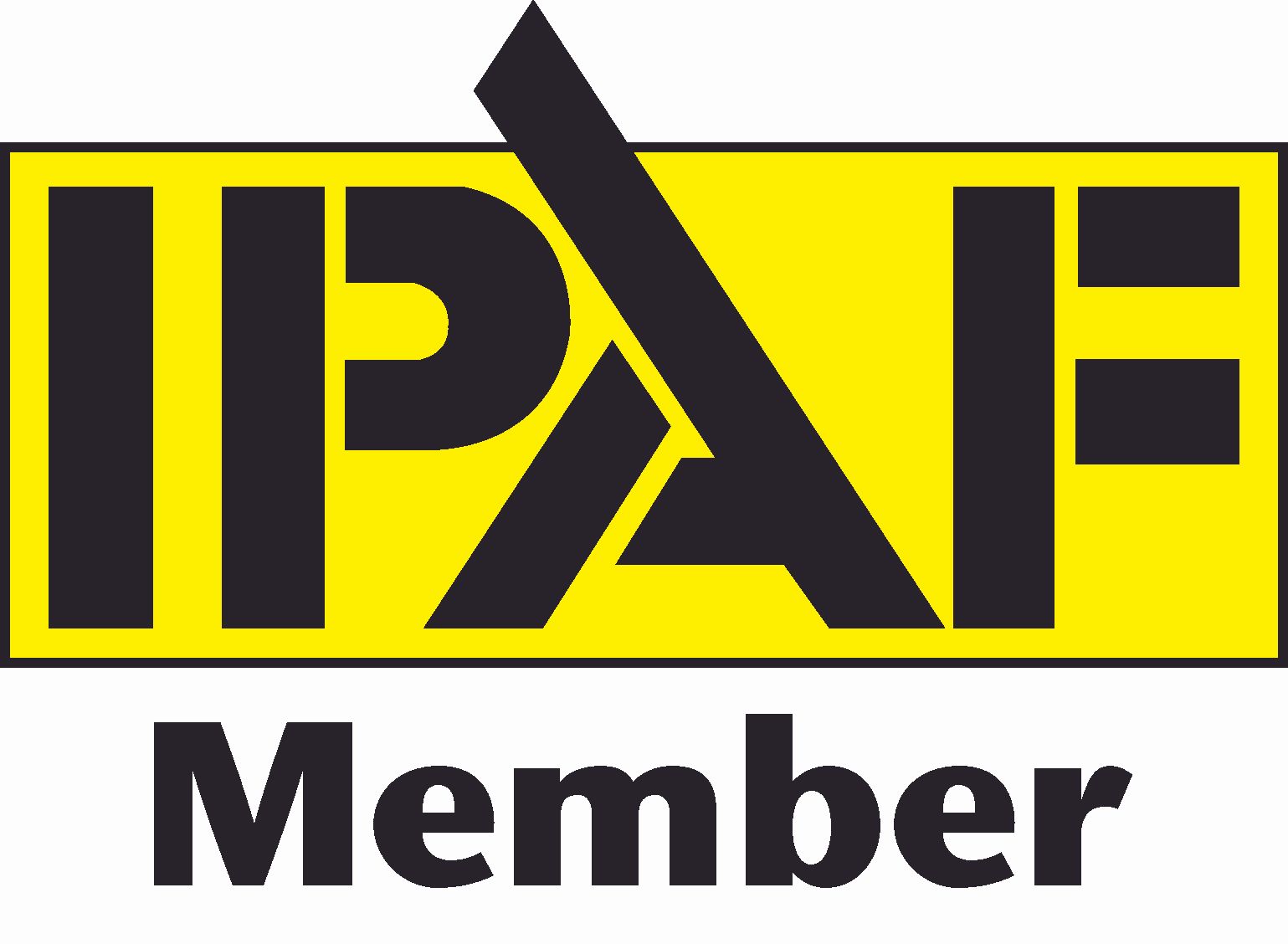 the logo for ipaf member is yellow and black .