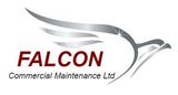 the logo for falcon commercial maintenance ltd shows a bird with wings .