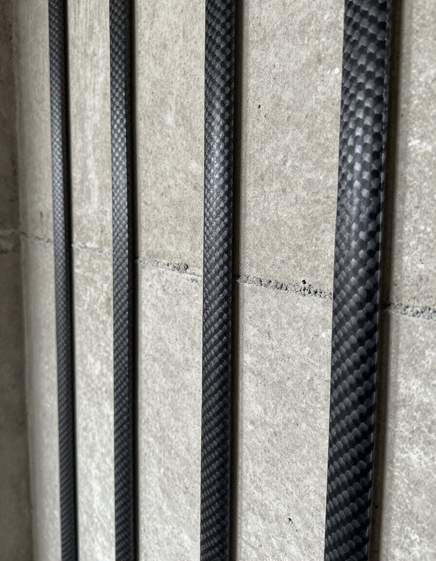 Carbon fiber straps installed on a basement foundation wall