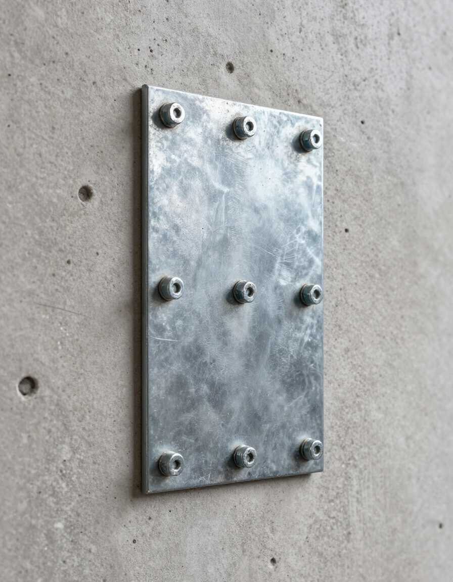 interior wall anchor plate on basement foundation wall