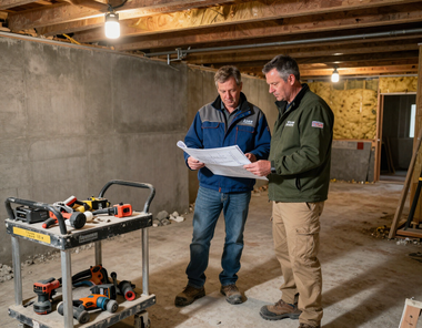 Elite Basement Solutions owners Ian Santangelo and Richard Symes on site