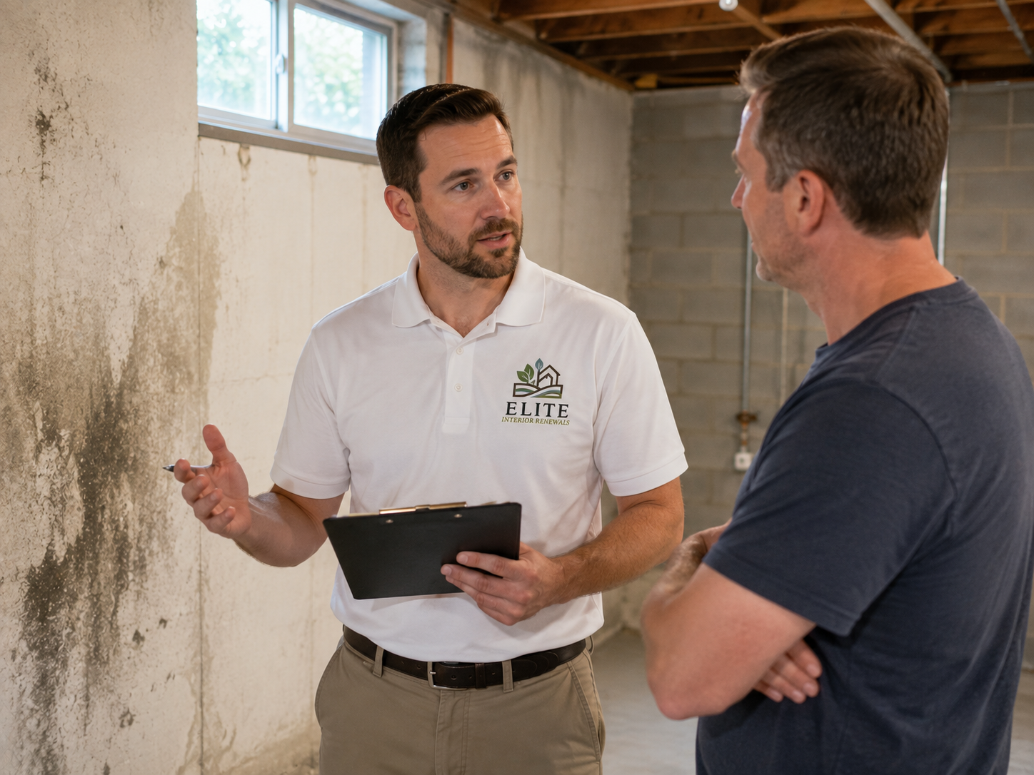 Satisfied homeowner after basement waterproofing