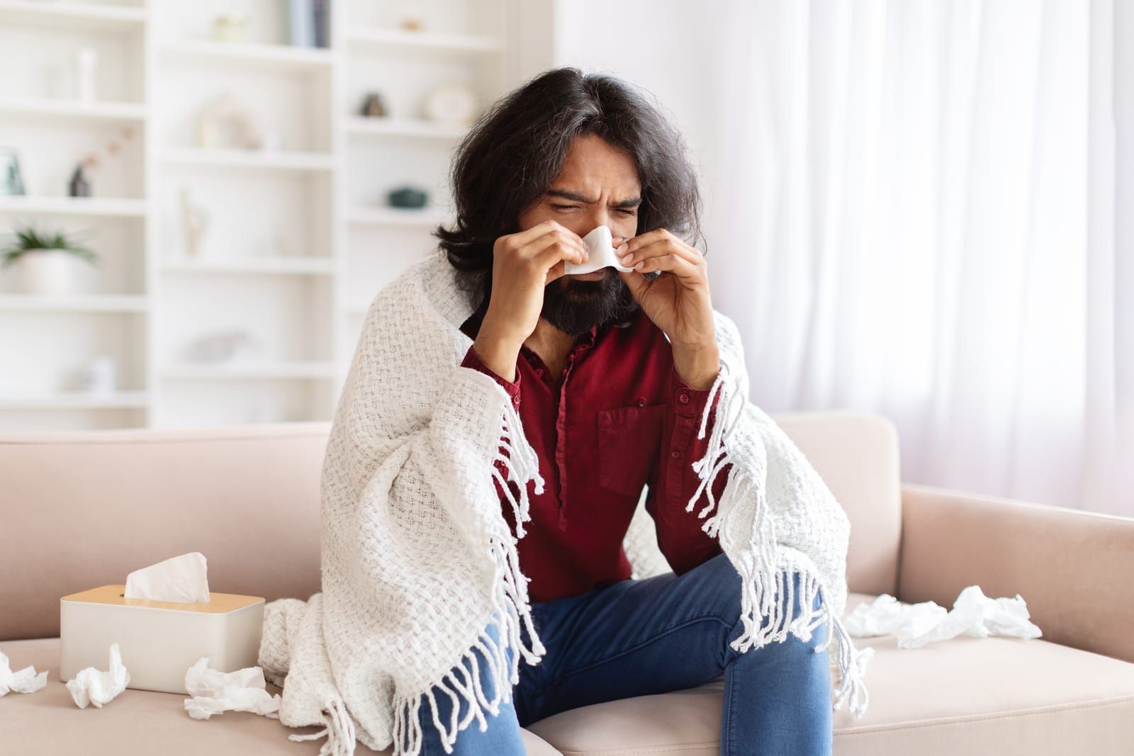 man experiencing sinusitis and bad breath