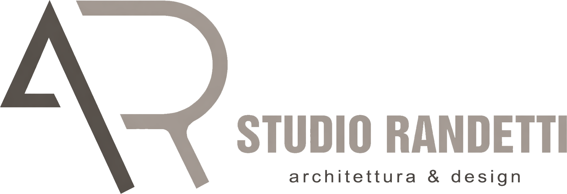 Logo dello studio di architettura e design Randetti, in grigio, con iniziali AR stilizzate e testo.
