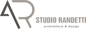 Logo dello studio di architettura e design Randetti, in grigio, con iniziali AR stilizzate e testo.