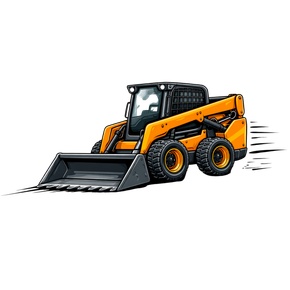 A black and white icon of a bulldozer breaking a brick wall.