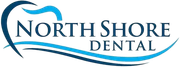 North Shore Dental logo in blue with stylized wave icon and text