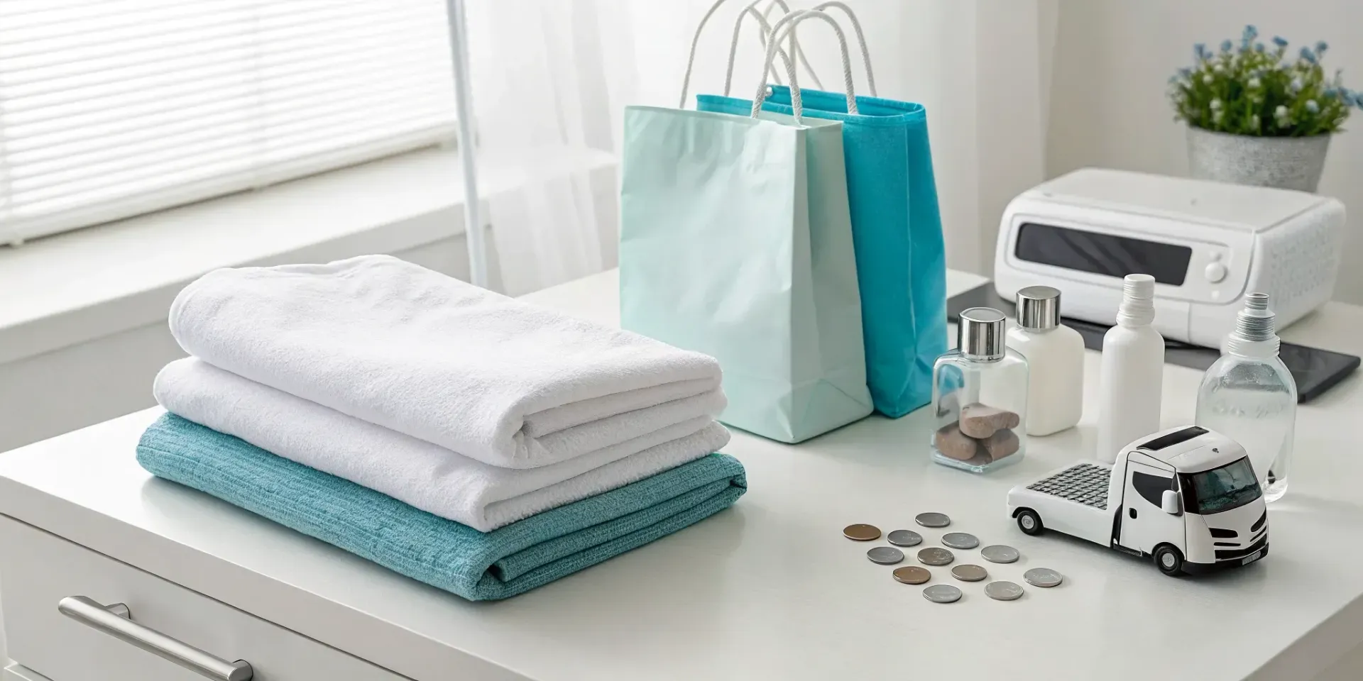 Clean laundry and coins to calculate the cost of a laundry delivery service.