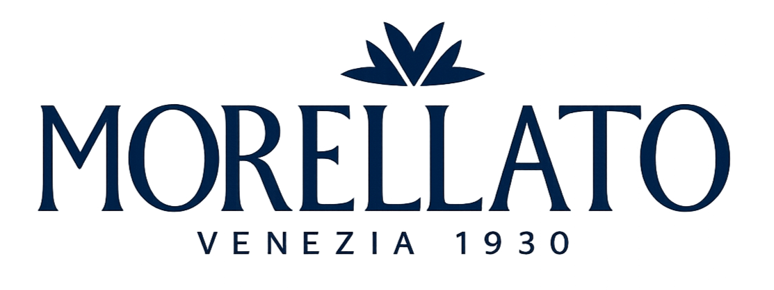 Logo MORELLATO con emblema blu stilizzato e testo “VENEZIA 1930”