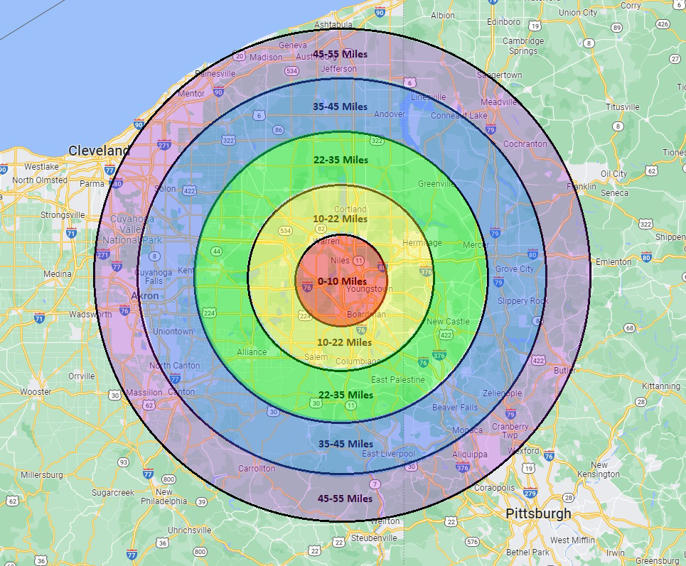 Pet Euthanasia Cost / travel fee Calculator Map
