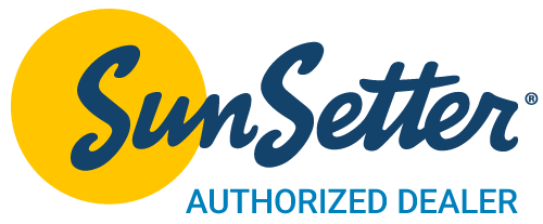 SunSetter logo with yellow sun, blue text 