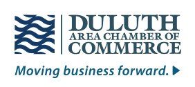 Duluth Area Chamber of Commerce logo with blue waves and text 