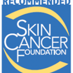 Skin Cancer Foundation logo: Blue badge with white text and yellow arcs.