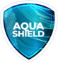 A blue shield-shaped logo featuring the word