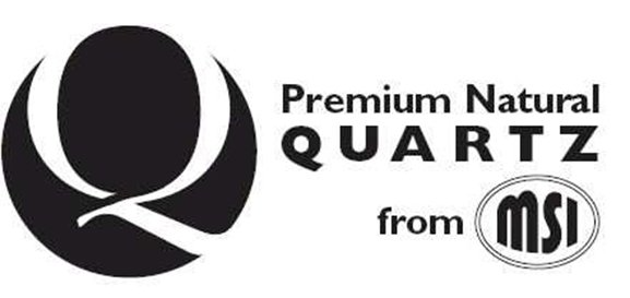Logo for Premium Natural Quartz from MSI: a stylized black 