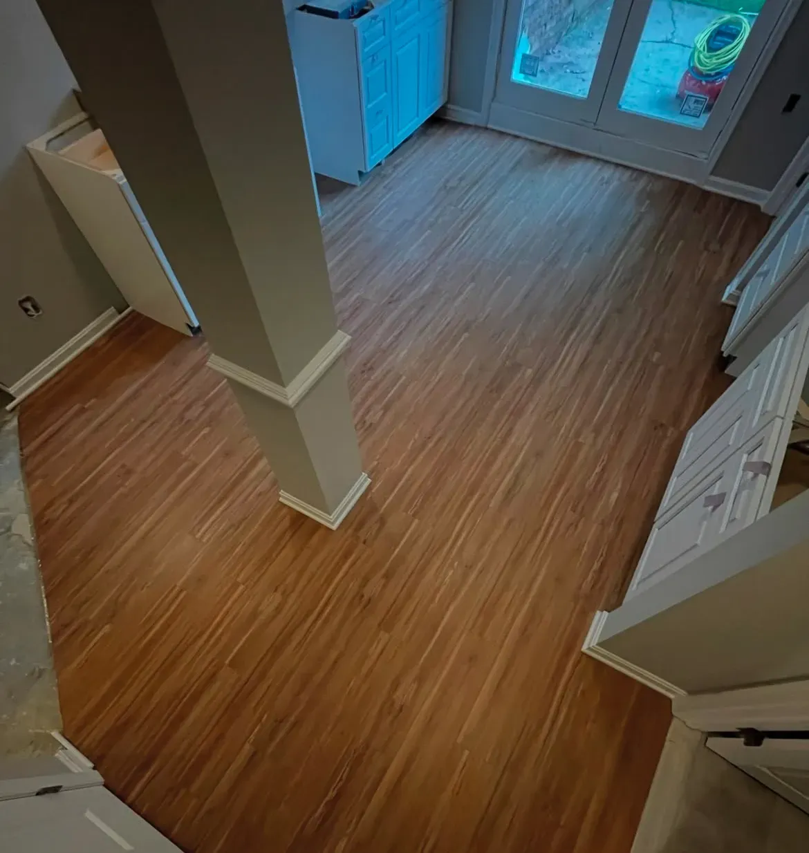 After vinyl plank flooring installation service.