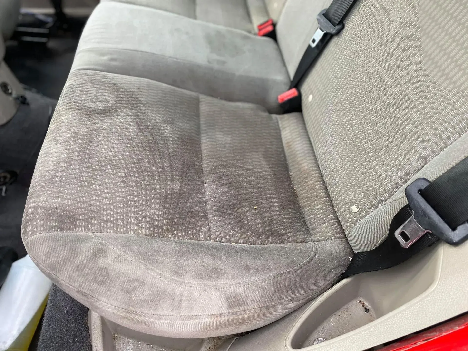 Before car interior detailing service in Atlanta, Georgia.