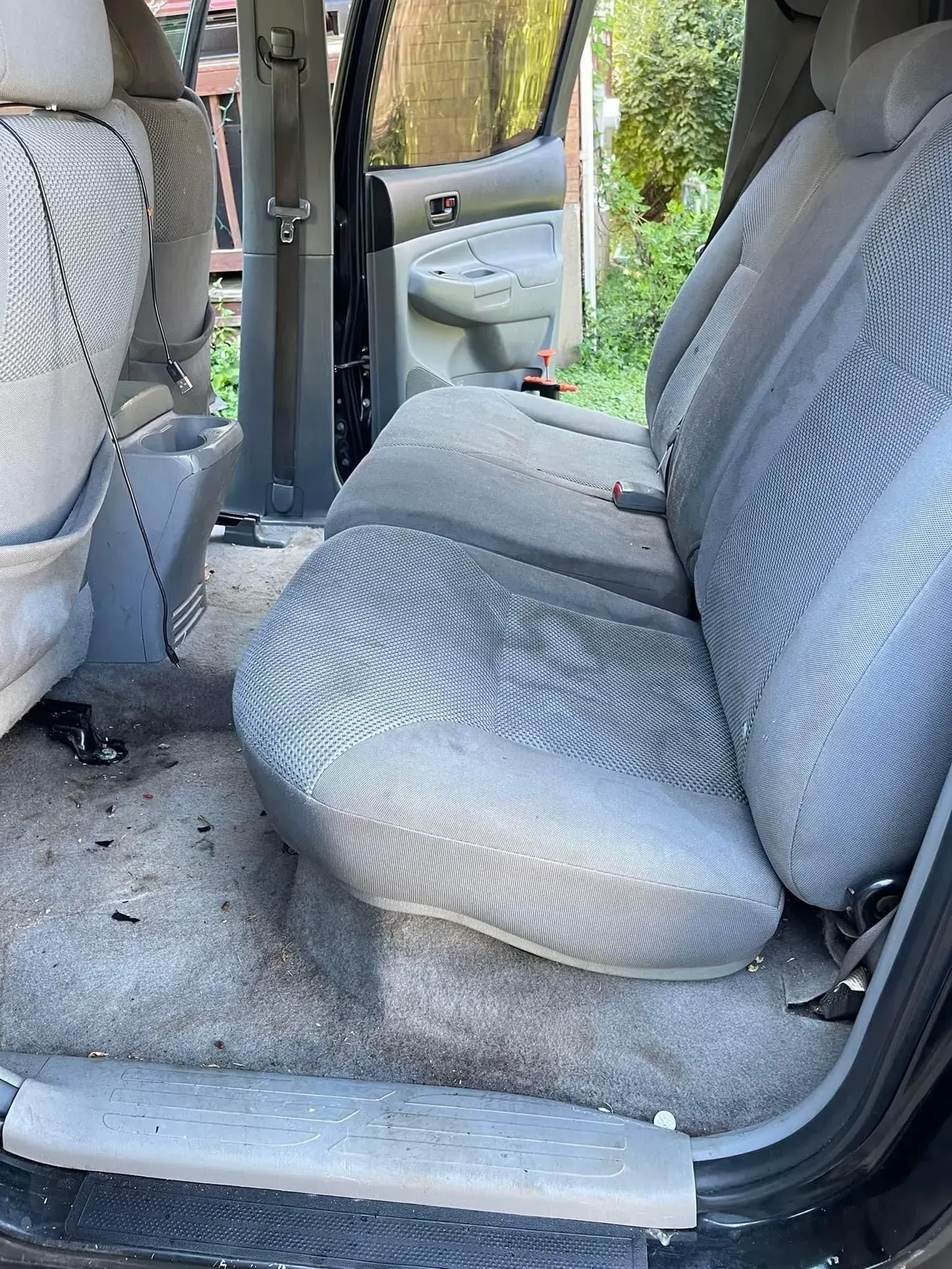 Before car interior cleaning service in Columbus, Ohio.