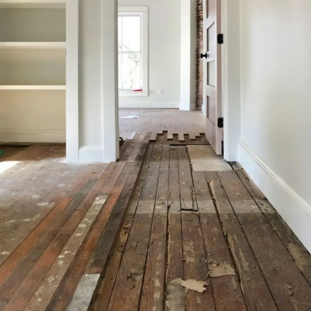 Before hardwood floor installation service in Atlanta, Georgia.