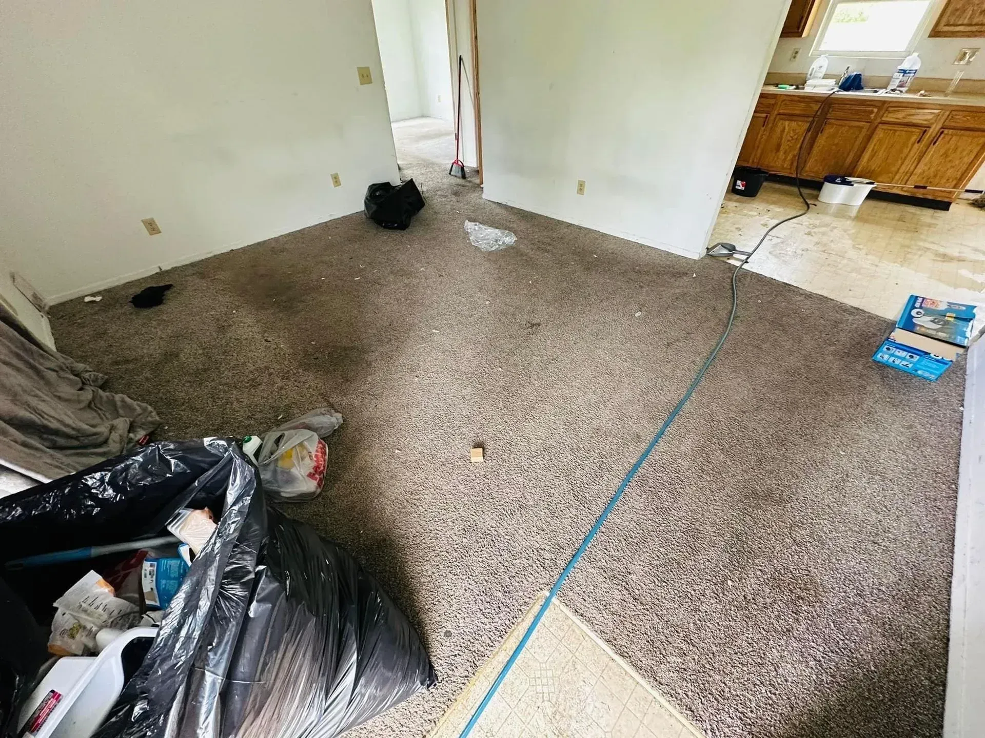Before professional carpet cleaning service in Columbus, Ohio.