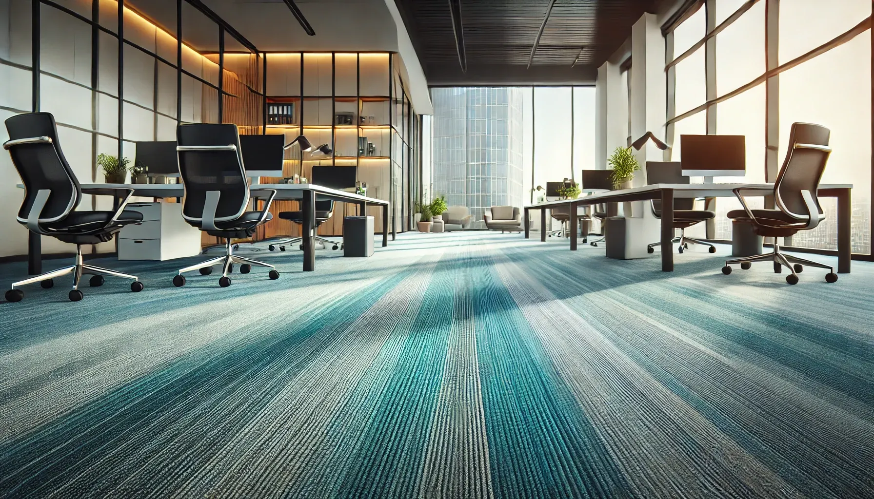 Freshly steam cleaned office carpet.