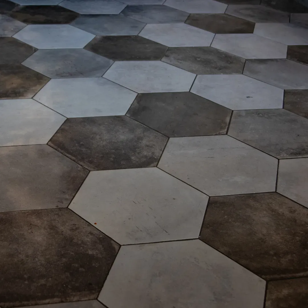 Textured and patterned tile flooring installation service.