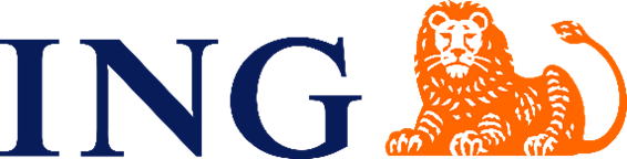ING logo: navy blue text and orange lion.