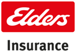Elders Insurance logo: white text on a red rectangle, “Elders” above “Insurance”.