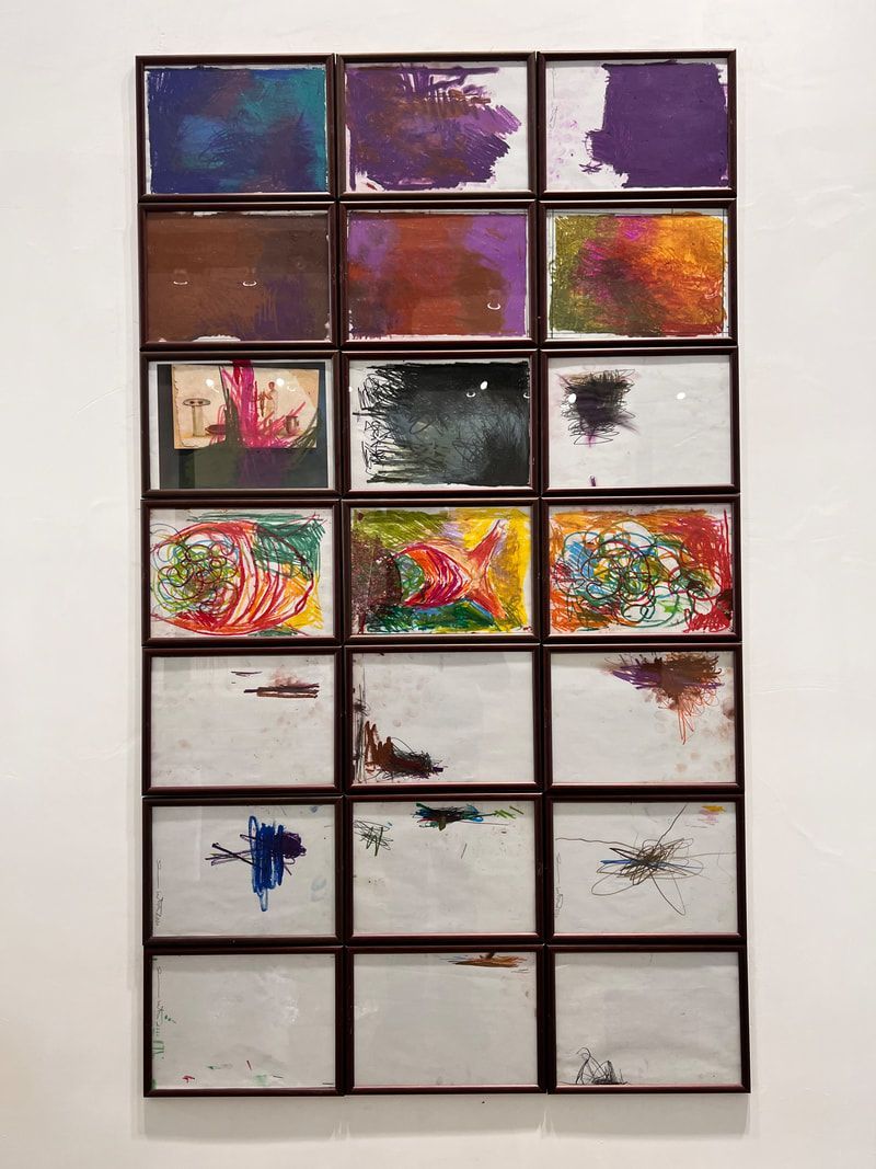 Image of the art on the wall at the Hermann Nitsch Museum in Naples, Italy.