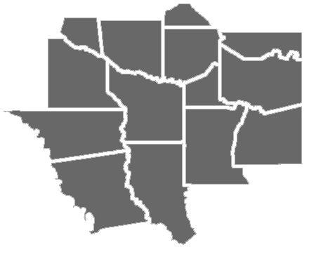 A black and white map of the united states divided into states.