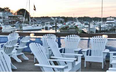 Group of white chairs beside of the Maine