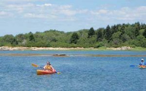 Woman on the middle of the Maine while on kayak