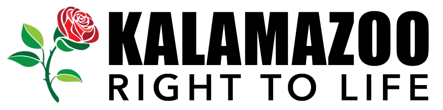 Kalamazoo Right to Life logo with red rose, green leaves, and black text