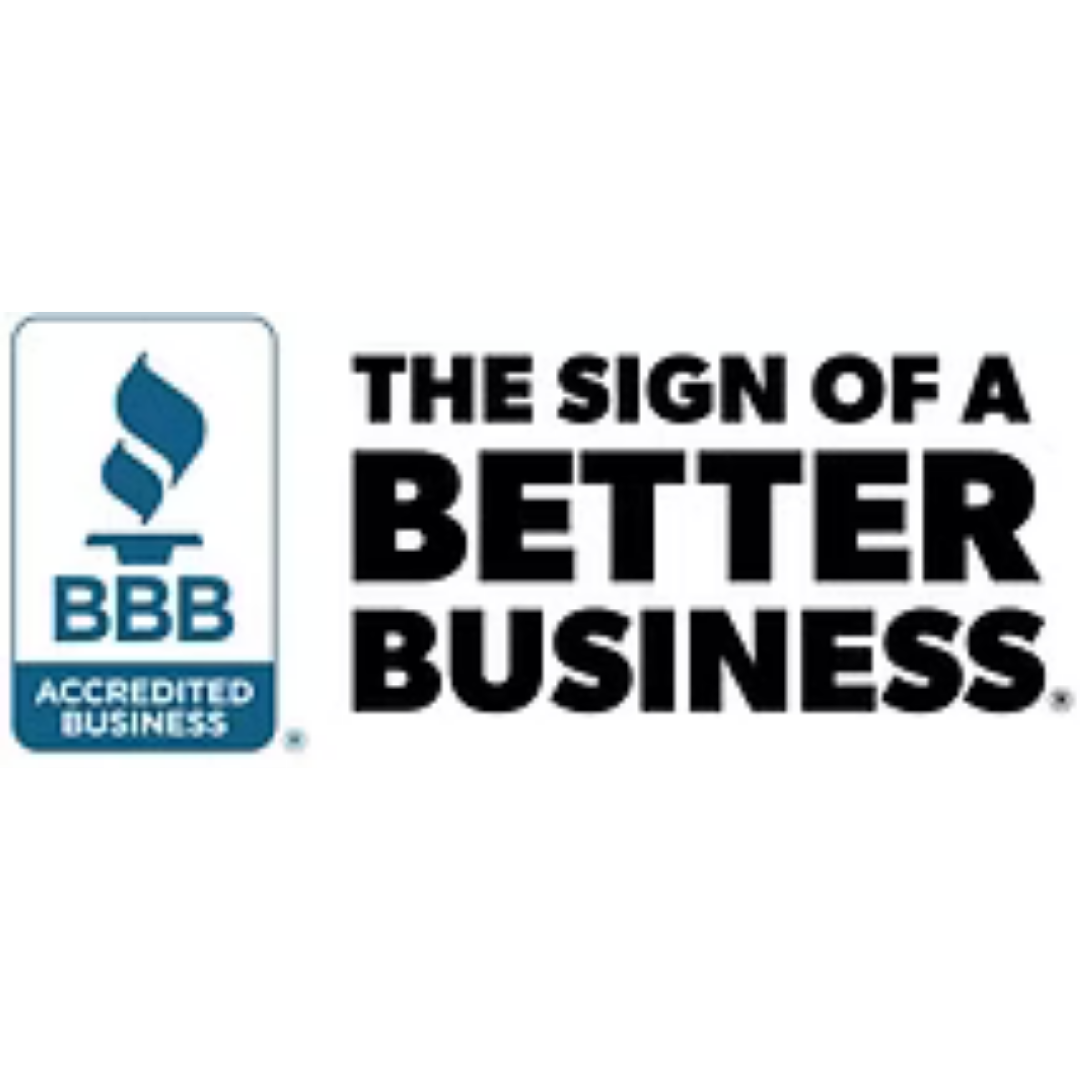 BBB Accredited Business logo with “The Sign of a Better Business” text in blue and black
