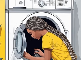 Woman loading clothes into a front-loading washing machine indoors